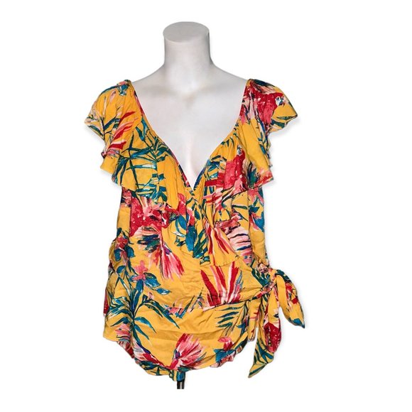 NWT - Floral Ruffle Wrap Top by Sofia Vergara - Picture 1 of 5